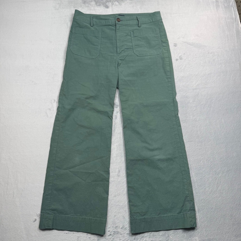 J.Crew Wide Leg Pants Women 30P Green High Rise Utility Patch Pocket Petite - Picture 2 of 11